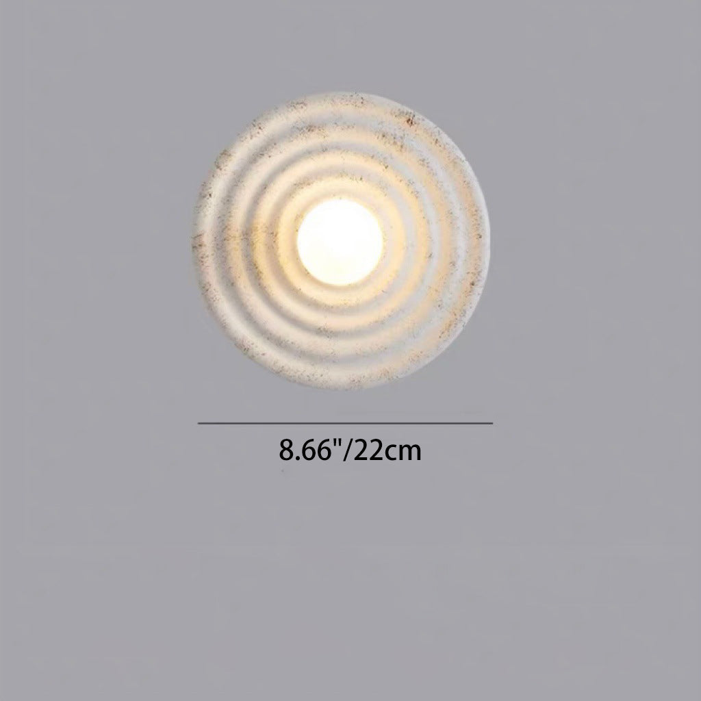 Traditional Japanese Round Ripple Resin Glass 1-Light Wall Sconce Lamp For Living Room