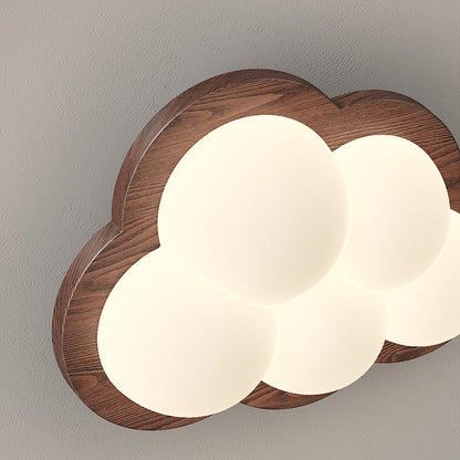 Contemporary Creative Cloud Wood Base PE Shade LED Wall Sconce Lamp For Bedroom