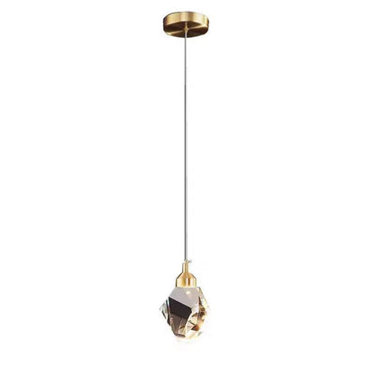 Modern Luxury Diamond Cube Crystal Iron LED Pendant Light For Bedroom