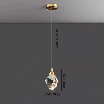 Modern Luxury Diamond Cube Crystal Iron LED Pendant Light For Bedroom