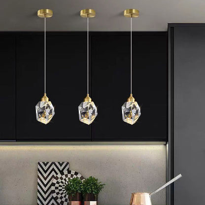 Modern Luxury Diamond Cube Crystal Iron LED Pendant Light For Bedroom