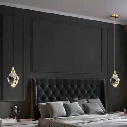 Modern Luxury Diamond Cube Crystal Iron LED Pendant Light For Bedroom