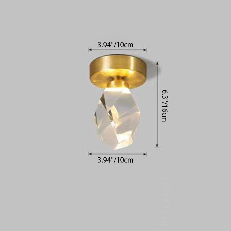 Modern Luxury Diamond Cube Crystal Iron LED Semi-Flush Mount Ceiling Light For Bedroom