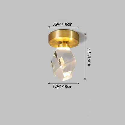Modern Luxury Diamond Cube Crystal Iron LED Semi-Flush Mount Ceiling Light For Bedroom