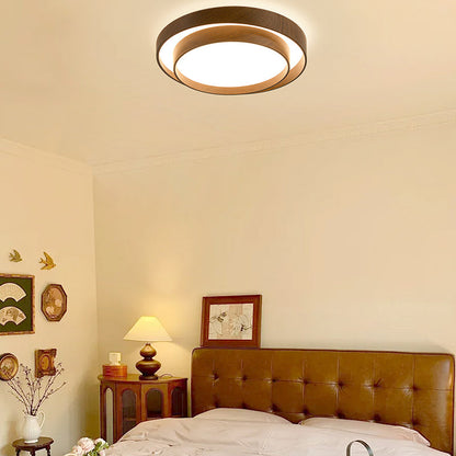 Modern Minimalist Double Layer Round Iron Acrylic LED Flush Mount Ceiling Light For Living Room