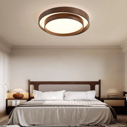 Modern Minimalist Double Layer Round Iron Acrylic LED Flush Mount Ceiling Light For Living Room