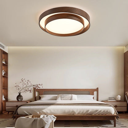 Modern Minimalist Double Layer Round Iron Acrylic LED Flush Mount Ceiling Light For Living Room