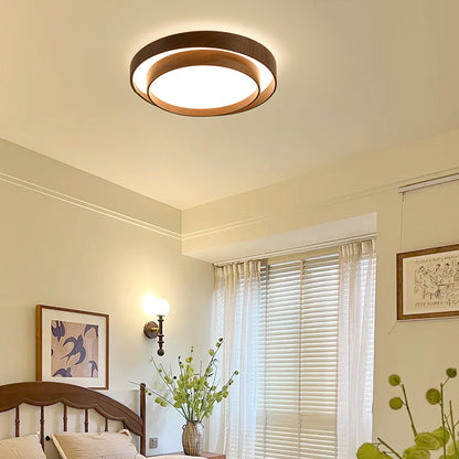 Modern Minimalist Double Layer Round Iron Acrylic LED Flush Mount Ceiling Light For Living Room