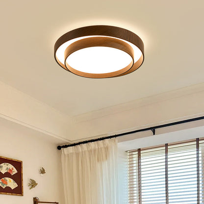 Modern Minimalist Double Layer Round Iron Acrylic LED Flush Mount Ceiling Light For Living Room