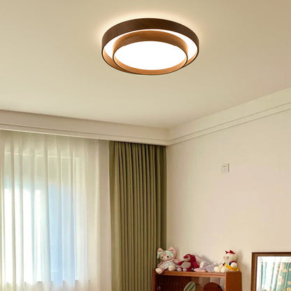 Modern Minimalist Double Layer Round Iron Acrylic LED Flush Mount Ceiling Light For Living Room