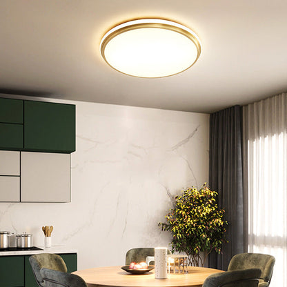 Modern Minimalist Round Brass Acrylic LED Flush Mount Ceiling Light For Living Room