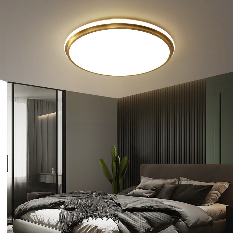 Modern Minimalist Round Brass Acrylic LED Flush Mount Ceiling Light For Living Room