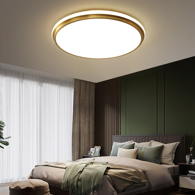 Modern Minimalist Round Brass Acrylic LED Flush Mount Ceiling Light For Living Room