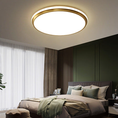 Modern Minimalist Round Brass Acrylic LED Flush Mount Ceiling Light For Living Room