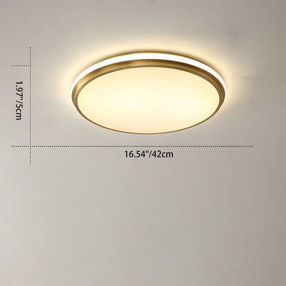 Modern Minimalist Round Brass Acrylic LED Flush Mount Ceiling Light For Living Room