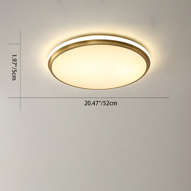Modern Minimalist Round Brass Acrylic LED Flush Mount Ceiling Light For Living Room