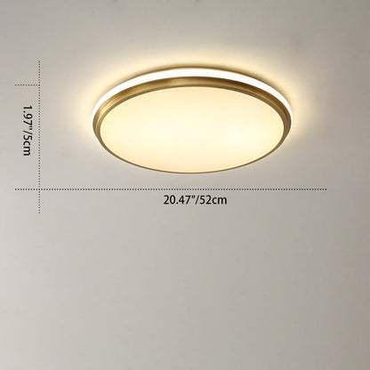 Modern Minimalist Round Brass Acrylic LED Flush Mount Ceiling Light For Living Room