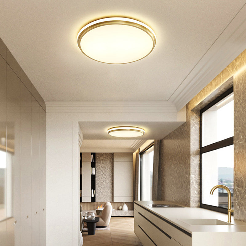 Modern Minimalist Round Brass Acrylic LED Flush Mount Ceiling Light For Living Room