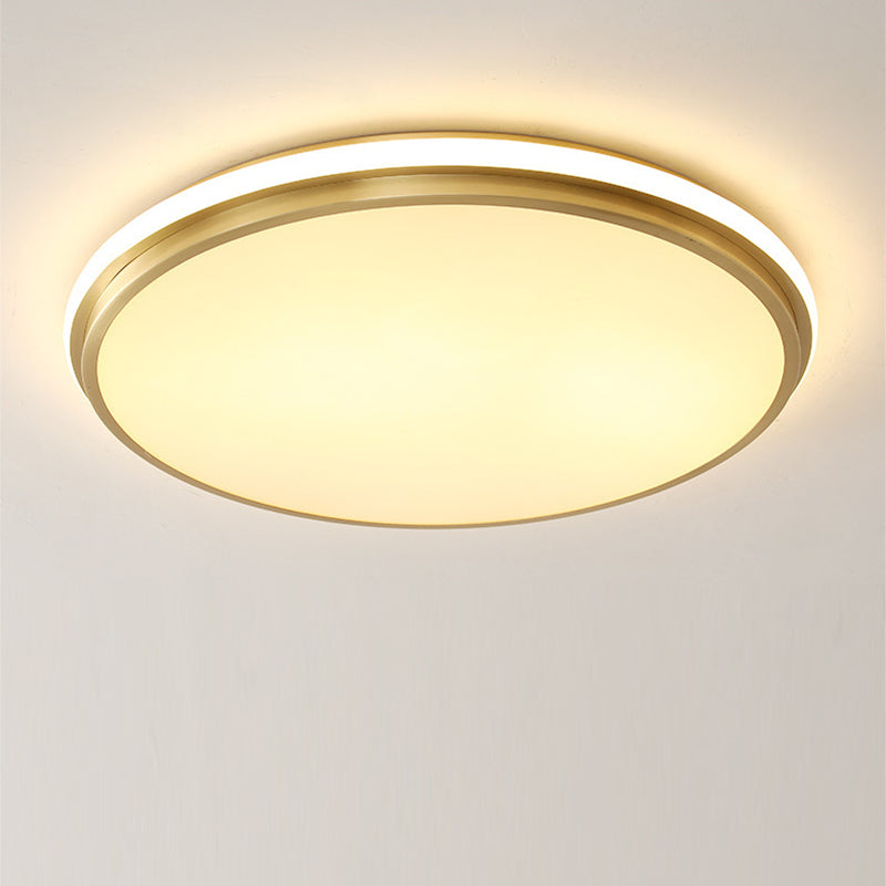 Modern Minimalist Round Brass Acrylic LED Flush Mount Ceiling Light For Living Room