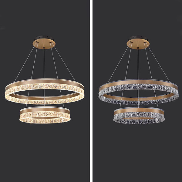 Modern Luxury Circle Acrylic Aluminum LED Chandelier For Living Room