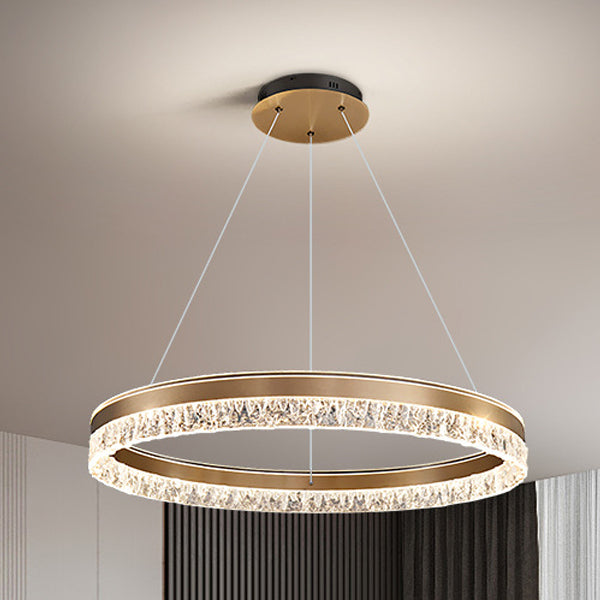Modern Luxury Circle Acrylic Aluminum LED Chandelier For Living Room