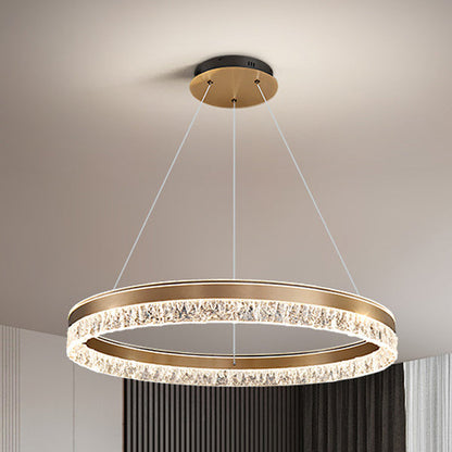 Modern Luxury Circle Acrylic Aluminum LED Chandelier For Living Room