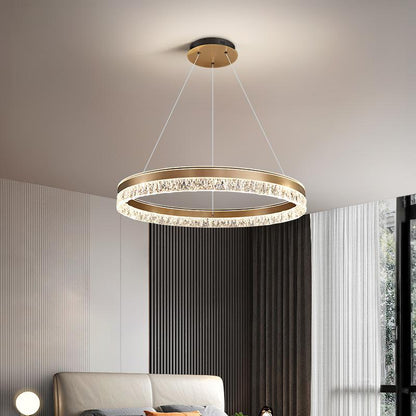 Modern Luxury Circle Acrylic Aluminum LED Chandelier For Living Room