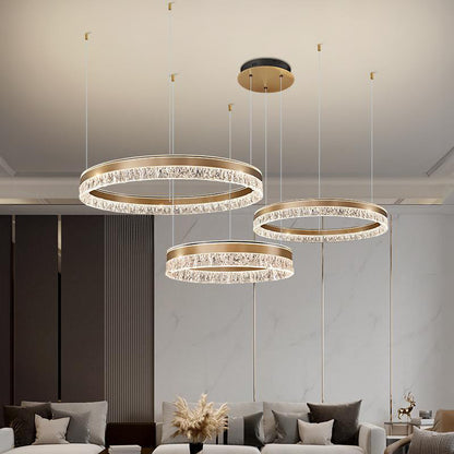 Modern Luxury Circle Acrylic Aluminum LED Chandelier For Living Room
