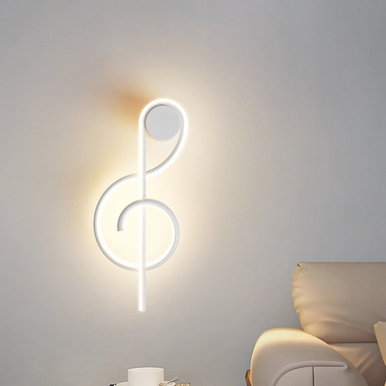 Contemporary Creative Musical Note Acrylic Iron Aluminum LED Wall Sconce Lamp For Living Room