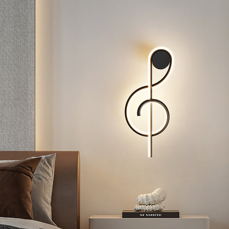 Contemporary Creative Musical Note Acrylic Iron Aluminum LED Wall Sconce Lamp For Living Room