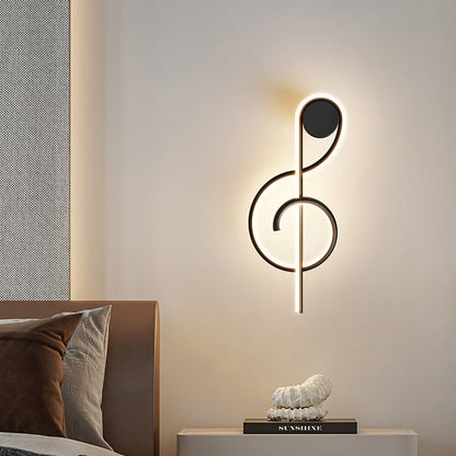 Contemporary Creative Musical Note Acrylic Iron Aluminum LED Wall Sconce Lamp For Living Room