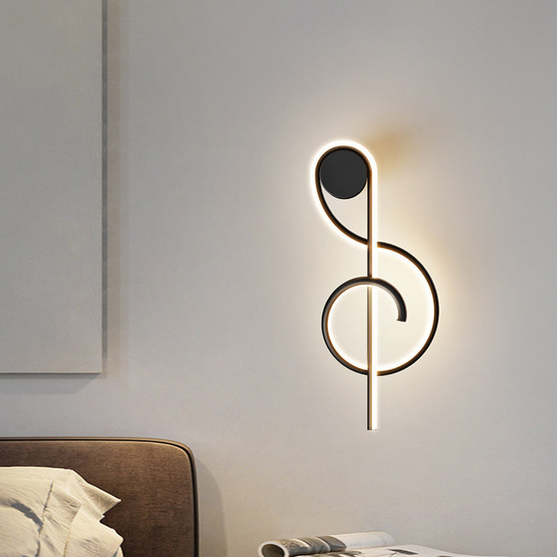 Contemporary Creative Musical Note Acrylic Iron Aluminum LED Wall Sconce Lamp For Living Room