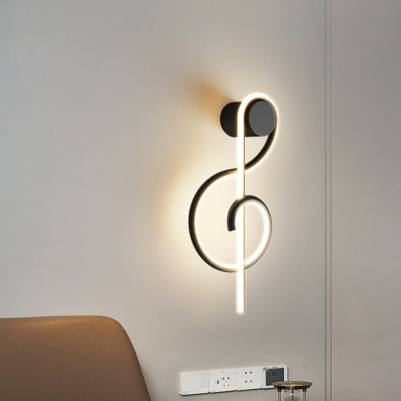 Contemporary Creative Musical Note Acrylic Iron Aluminum LED Wall Sconce Lamp For Living Room