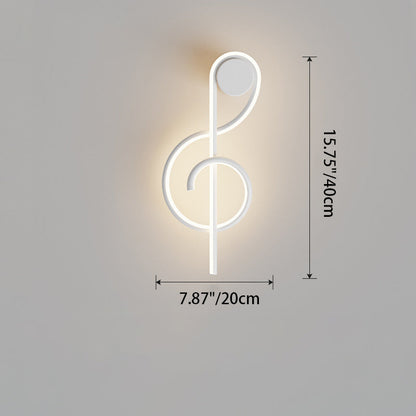 Contemporary Creative Musical Note Acrylic Iron Aluminum LED Wall Sconce Lamp For Living Room