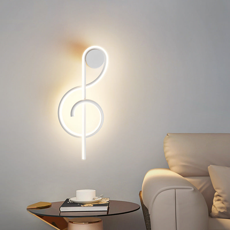 Contemporary Creative Musical Note Acrylic Iron Aluminum LED Wall Sconce Lamp For Living Room