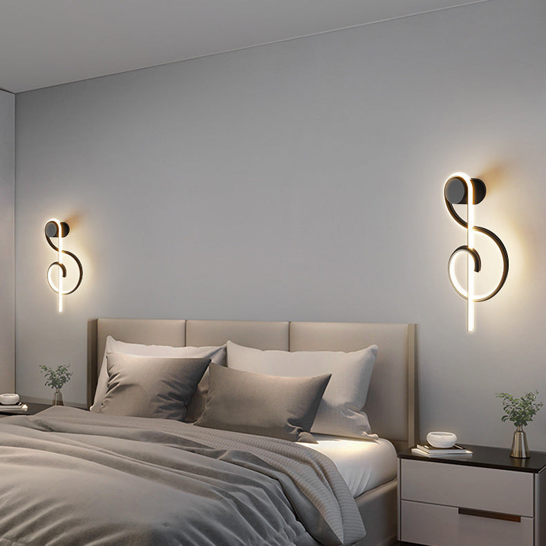 Contemporary Creative Musical Note Acrylic Iron Aluminum LED Wall Sconce Lamp For Living Room