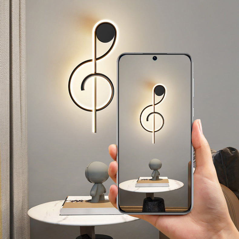 Contemporary Creative Musical Note Acrylic Iron Aluminum LED Wall Sconce Lamp For Living Room