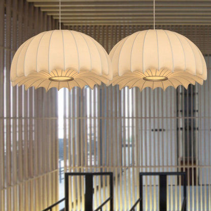 Contemporary Creative Round Jellyfish Iron Artificial Silk 1-Light Pendant Light For Living Room