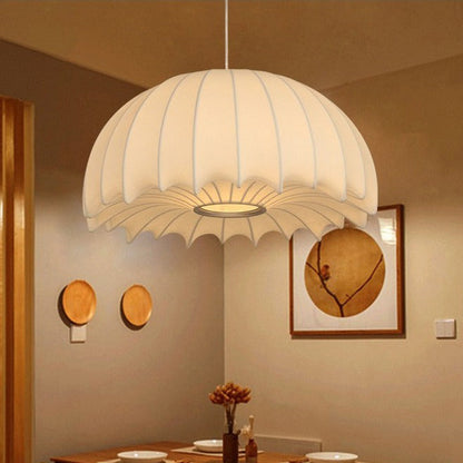Contemporary Creative Round Jellyfish Iron Artificial Silk 1-Light Pendant Light For Living Room
