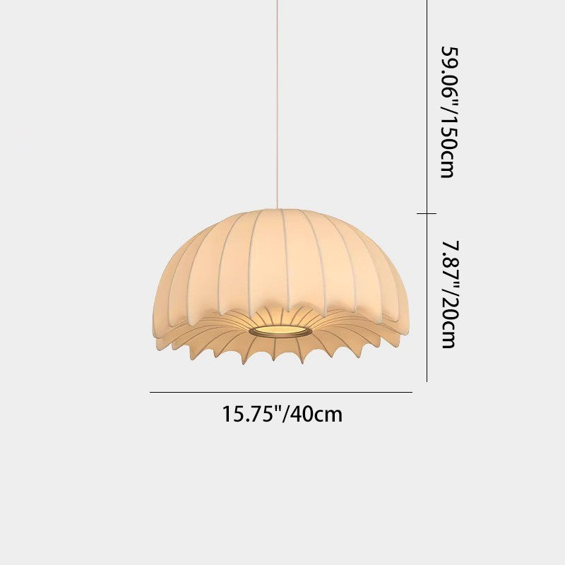 Contemporary Creative Round Jellyfish Iron Artificial Silk 1-Light Pendant Light For Living Room