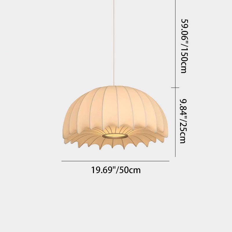 Contemporary Creative Round Jellyfish Iron Artificial Silk 1-Light Pendant Light For Living Room