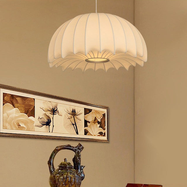 Contemporary Creative Round Jellyfish Iron Artificial Silk 1-Light Pendant Light For Living Room