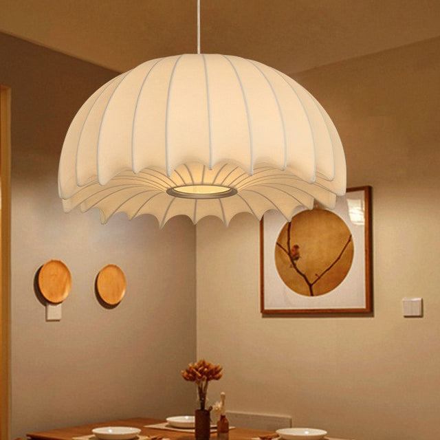 Contemporary Creative Round Jellyfish Iron Artificial Silk 1-Light Pendant Light For Living Room