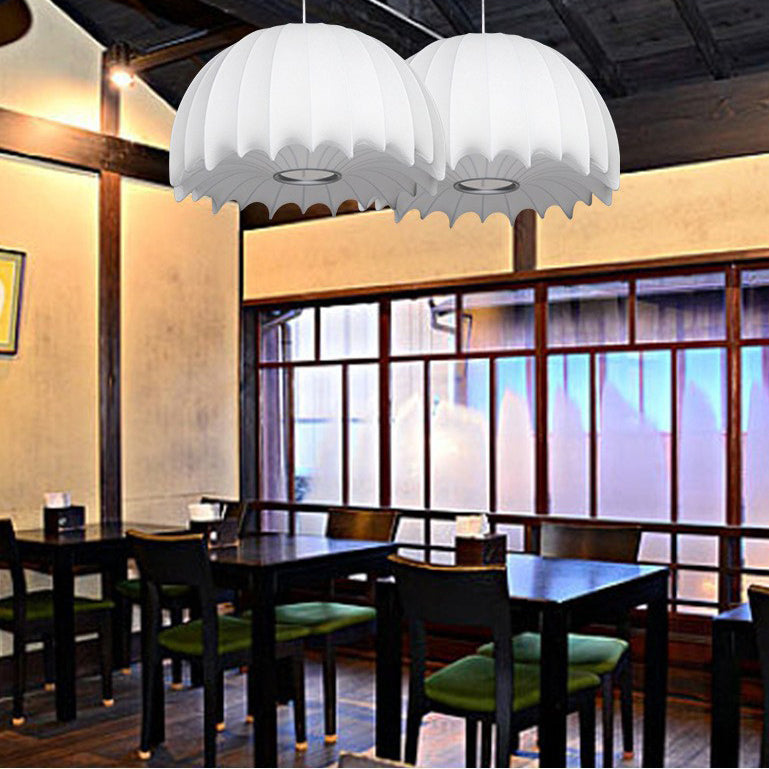 Contemporary Creative Round Jellyfish Iron Artificial Silk 1-Light Pendant Light For Living Room