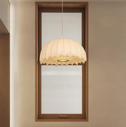 Contemporary Creative Round Jellyfish Iron Artificial Silk 1-Light Pendant Light For Living Room
