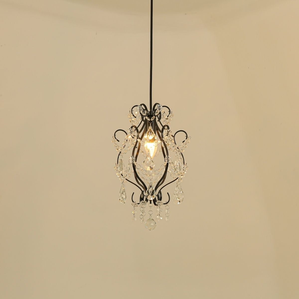 Contemporary Luxury Bent Crystal Draping Iron Glass 1-Light Pendant Light For Living Room