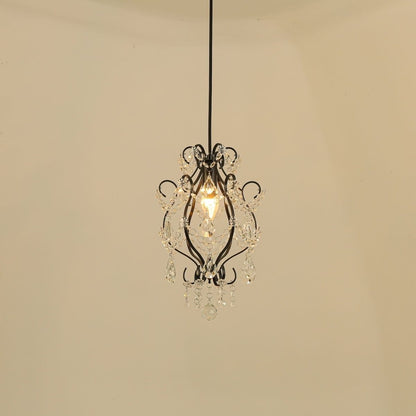 Contemporary Luxury Bent Crystal Draping Iron Glass 1-Light Pendant Light For Living Room