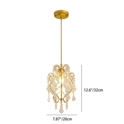 Contemporary Luxury Bent Crystal Draping Iron Glass 1-Light Pendant Light For Living Room