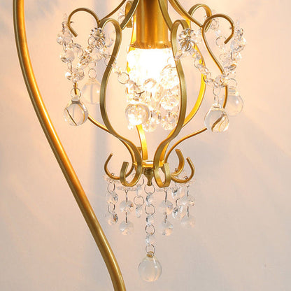 Modern Luxury Beaded Crystal Bent Iron Glass 1-Light Table Lamp For Bedroom