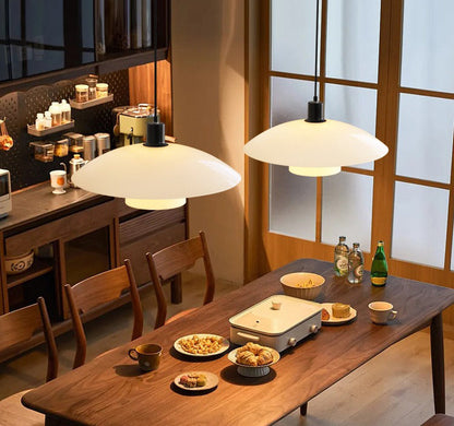 Modern Minimalist Flying Saucer Glass Shade Iron 1-Light Pendant Light For Living Room